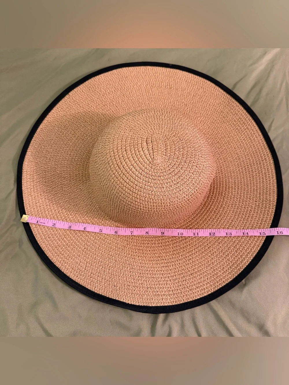 Wide Brim Straw Sun Hat with Black Trim - Women's Tan Summer Hat